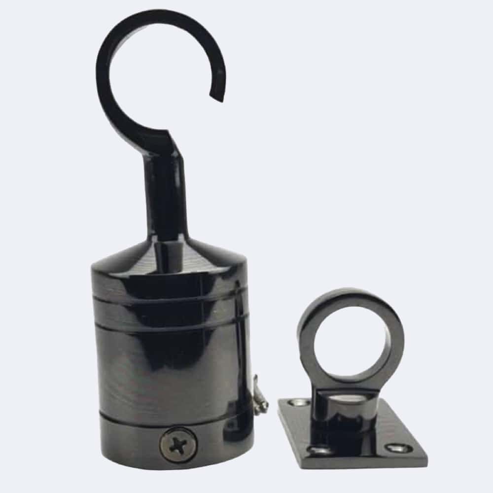 24mm Gun Metal Black Hook And Eye Plate Rope Fittings