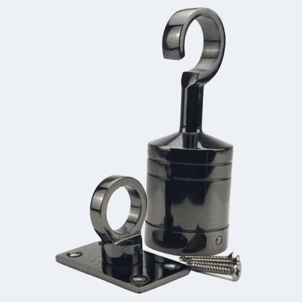 24mm Gun Metal Black Hook And Eye Plate Rope Fittings