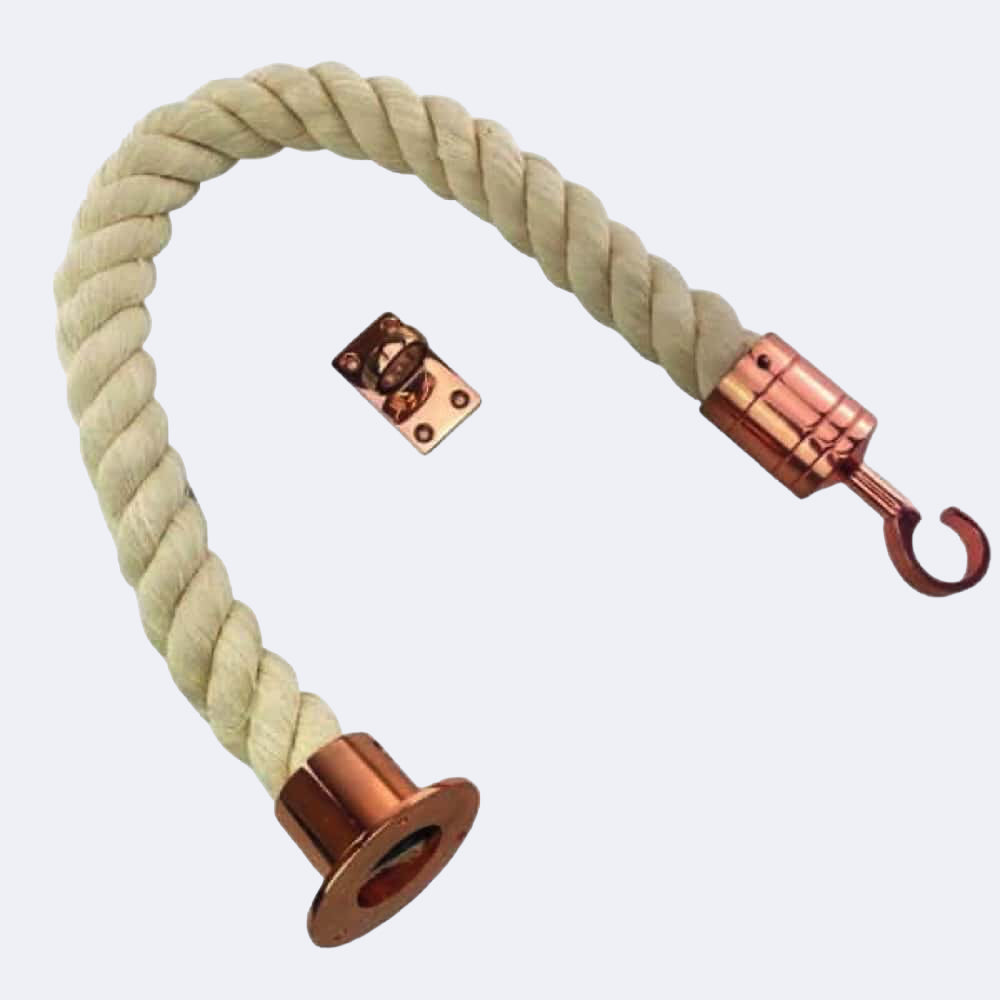 Natural Cotton Barrier Rope With Cup End, Hook & Eye Plate