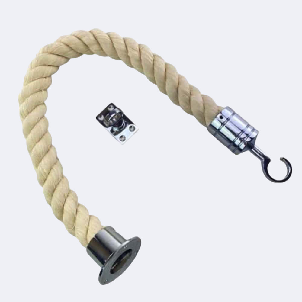 Natural Cotton Barrier Rope With Cup End, Hook & Eye Plate