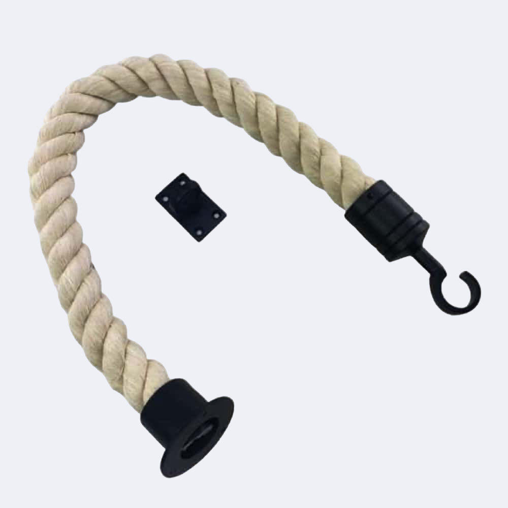 Natural Cotton Barrier Rope With Cup End, Hook & Eye Plate