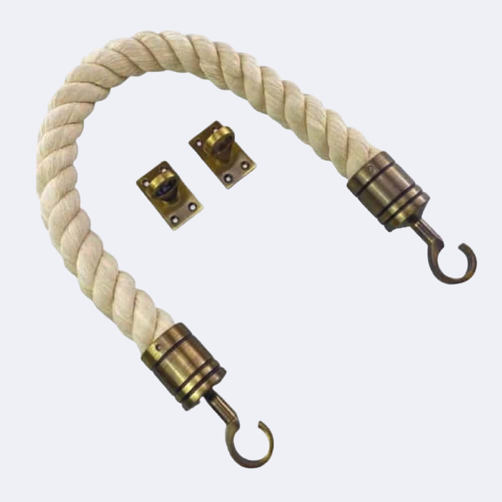 Natural Cotton Barrier Rope With Hook & Eye Plates