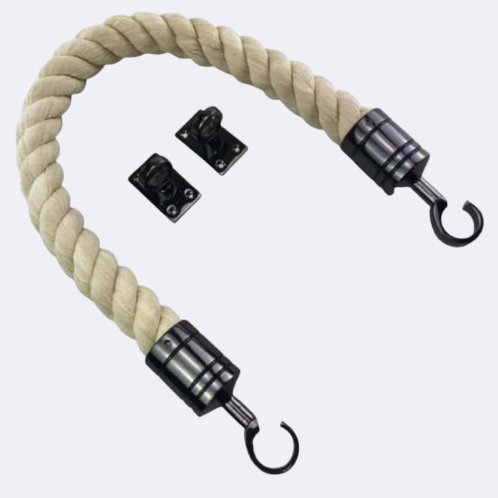 Natural Cotton Barrier Rope With Hook & Eye Plates