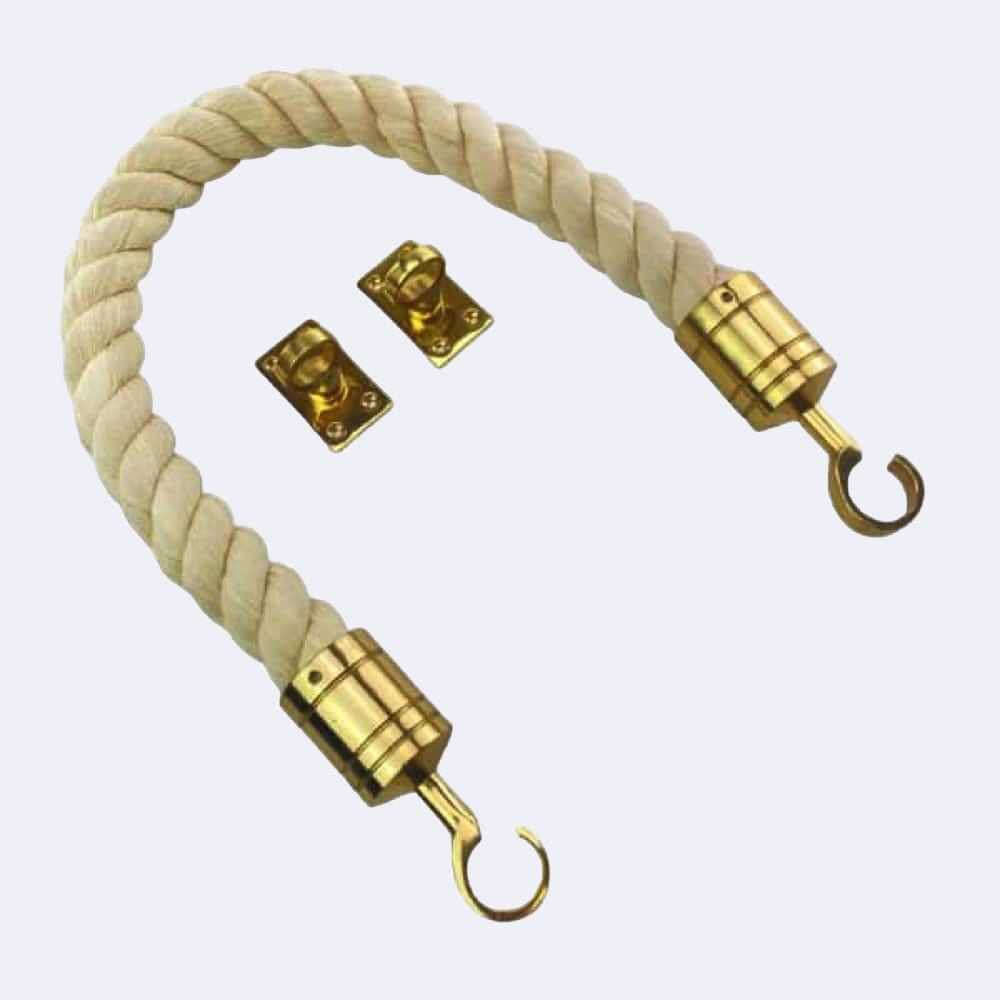 Natural Cotton Barrier Rope With Hook & Eye Plates
