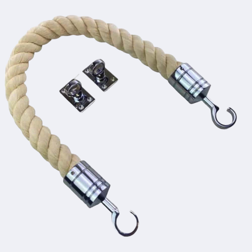 Natural Cotton Barrier Rope With Hook & Eye Plates