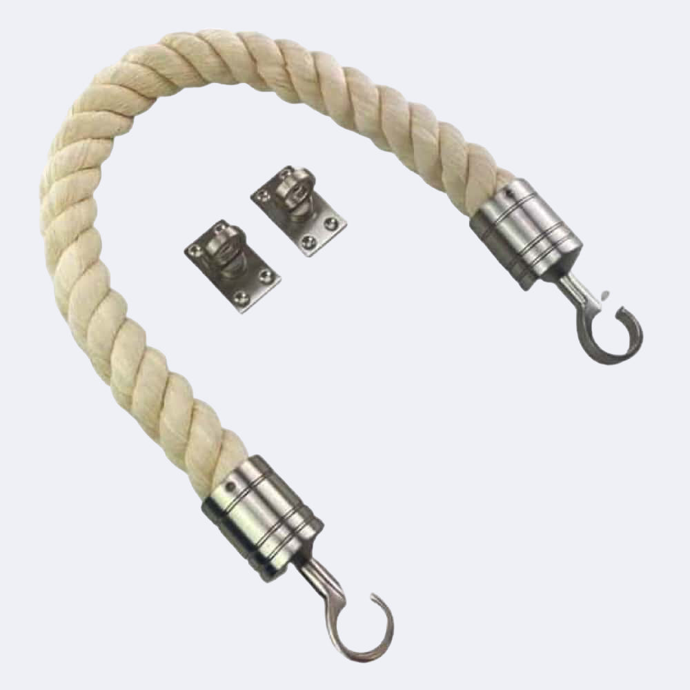 Natural Cotton Barrier Rope With Hook & Eye Plates