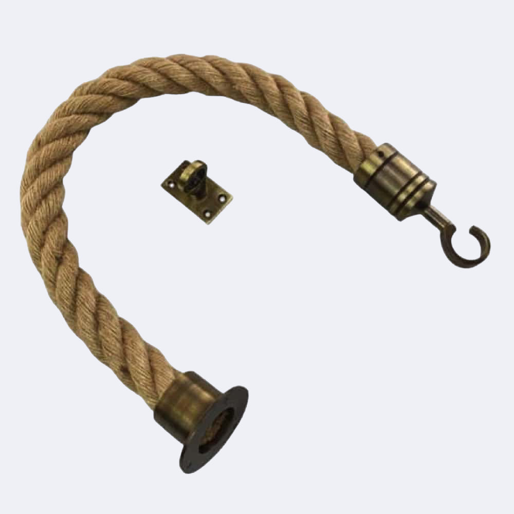 Natural Jute Barrier Rope With Cup End, Hook & Eye Plate