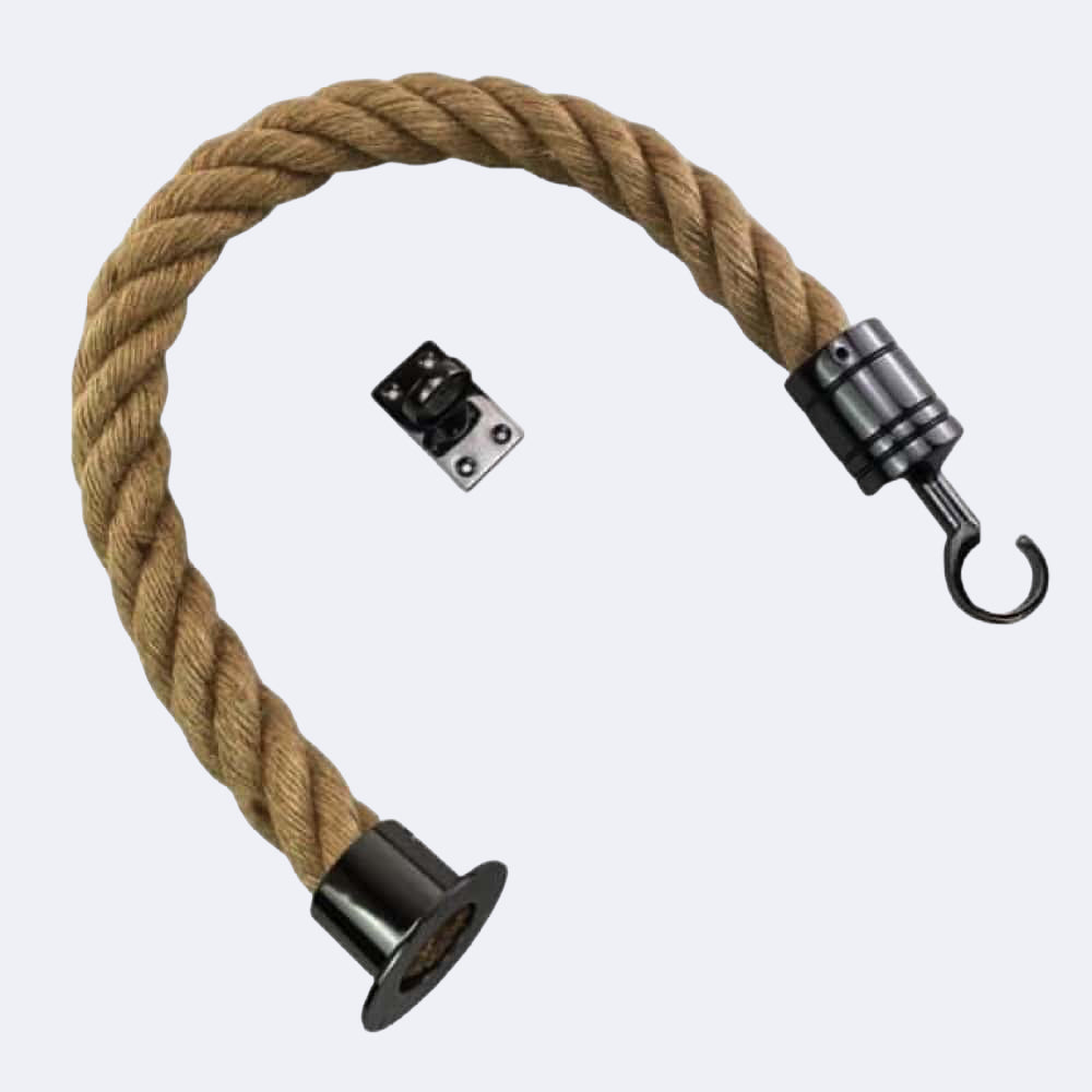 Natural Jute Barrier Rope With Cup End, Hook & Eye Plate