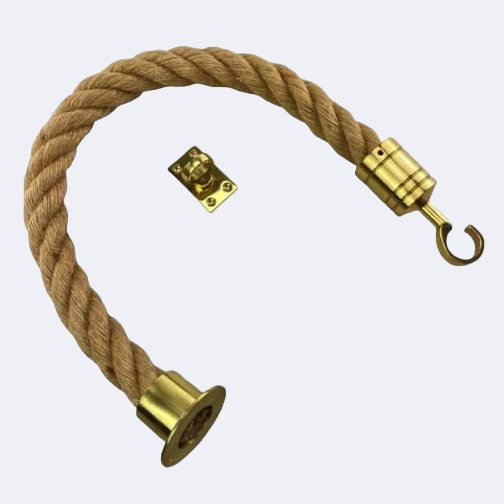 Natural Jute Barrier Rope With Cup End, Hook & Eye Plate