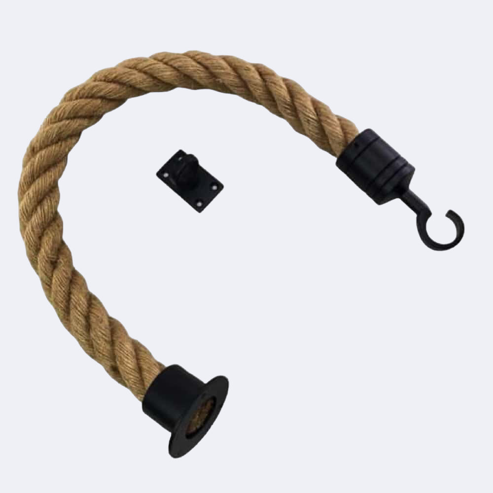 Natural Jute Barrier Rope With Cup End, Hook & Eye Plate