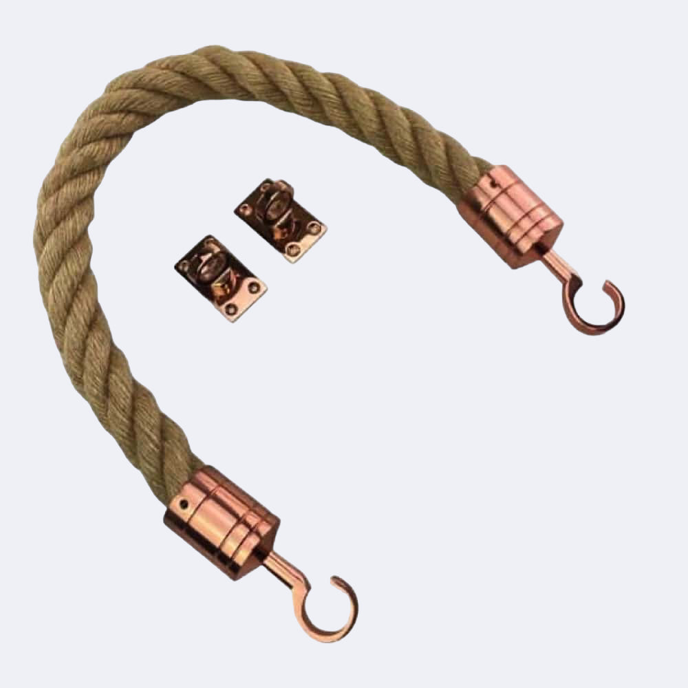 Natural Jute Barrier Rope With Hook & Eye Plates