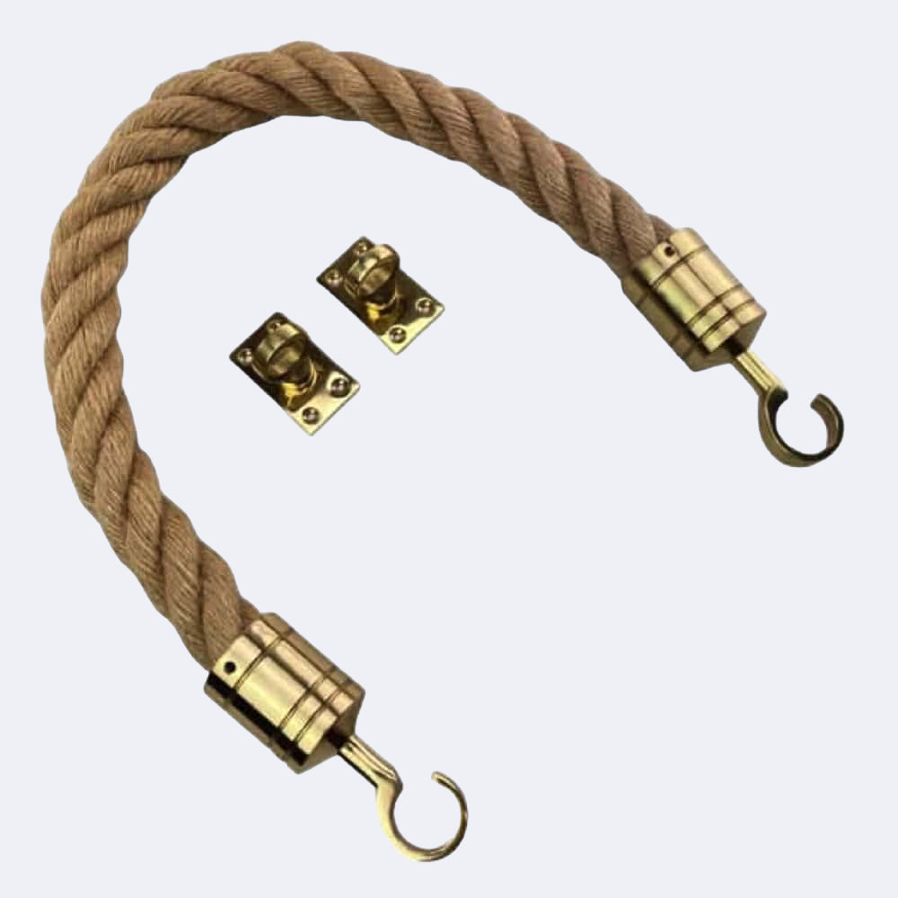 Natural Jute Barrier Rope With Hook & Eye Plates