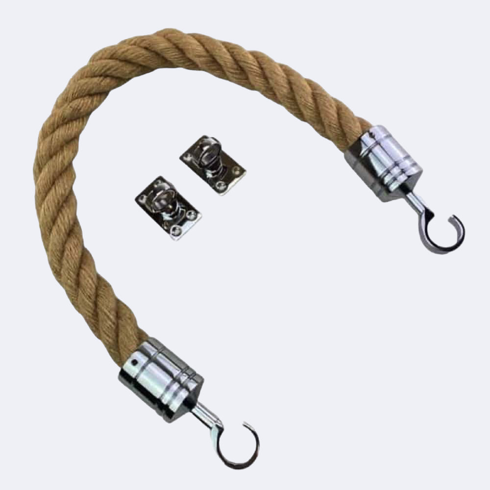 Natural Jute Barrier Rope With Hook & Eye Plates