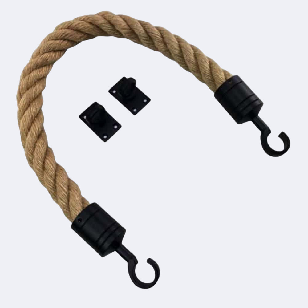 Natural Jute Barrier Rope With Hook & Eye Plates