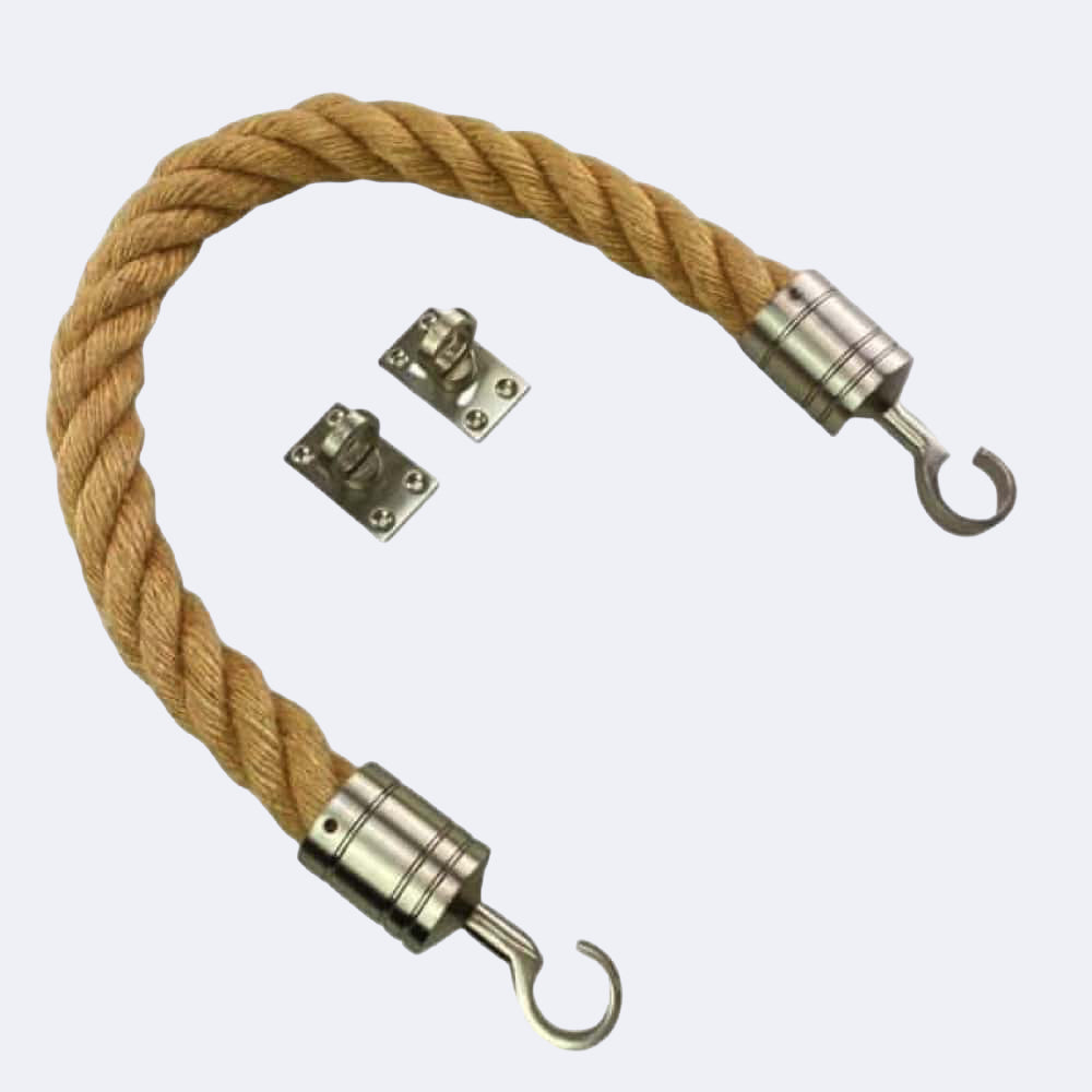 Natural Jute Barrier Rope With Hook & Eye Plates