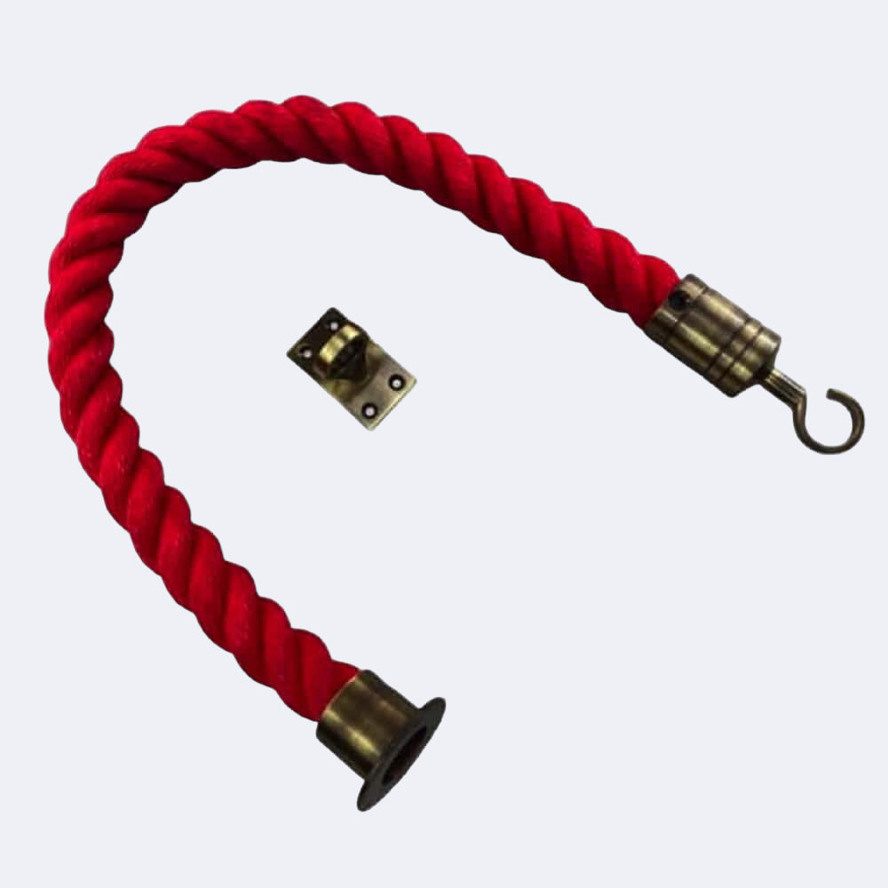 Synthetic Red Barrier Rope With Cup End, Hook & Eye Plate
