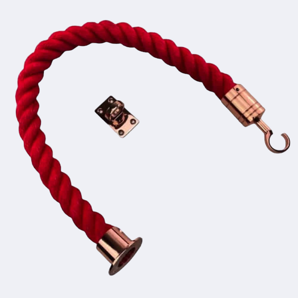 Synthetic Red Barrier Rope With Cup End, Hook & Eye Plate