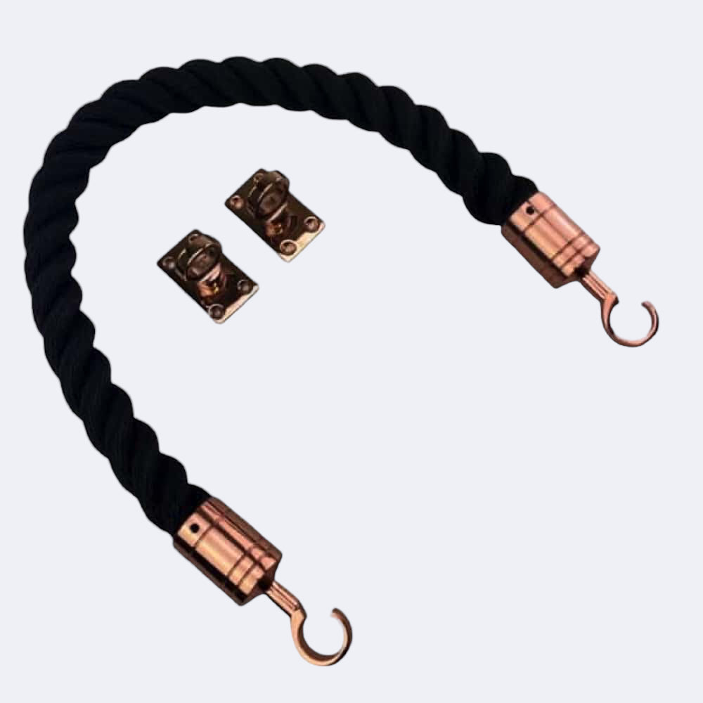 Synthetic Black Barrier Rope With Hook & Eye Plates