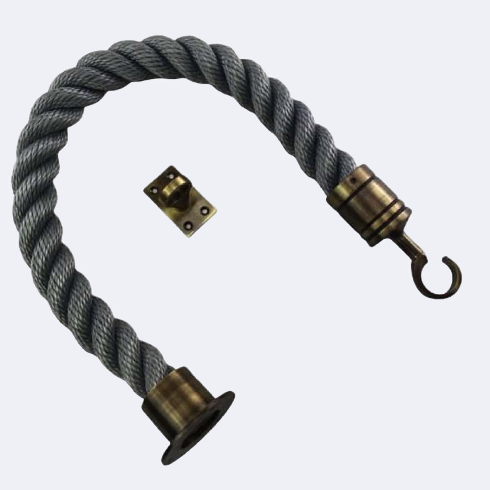 Synthetic Grey Barrier Rope With Cup End, Hook & Eye Plate