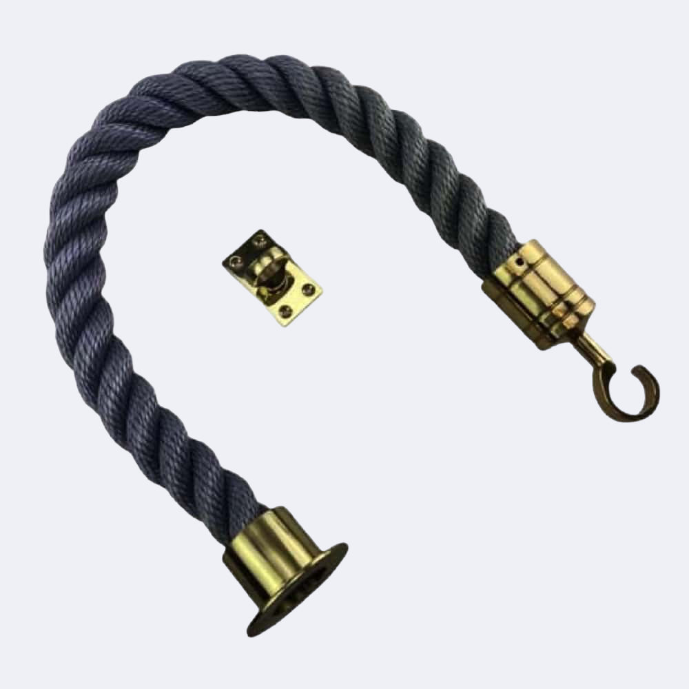 Synthetic Grey Barrier Rope With Cup End, Hook & Eye Plate