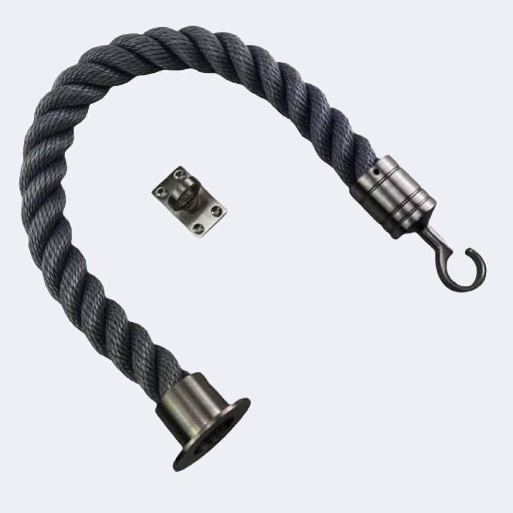 Synthetic Grey Barrier Rope With Cup End, Hook & Eye Plate
