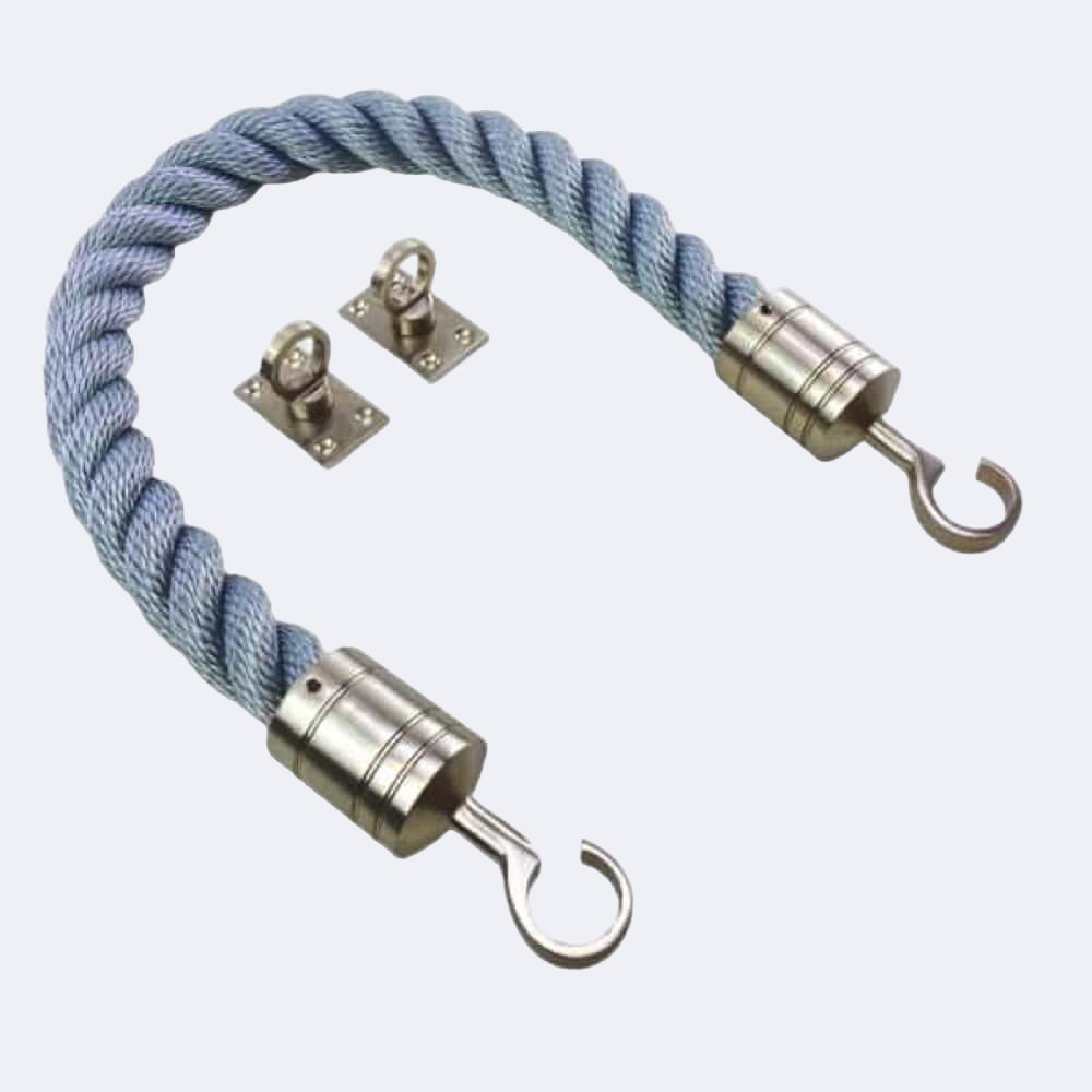 Synthetic Grey Barrier Rope With Hook & Eye Plates