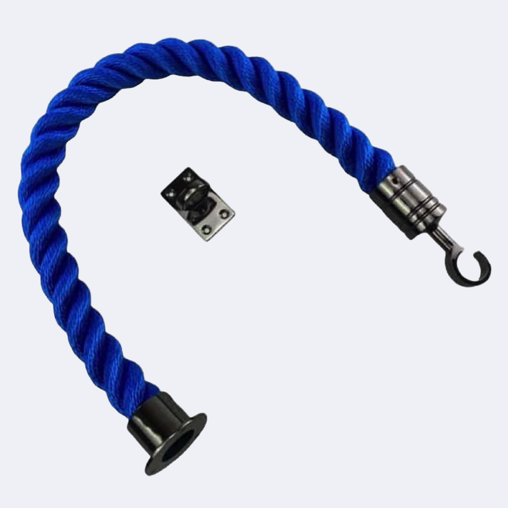 Synthetic Royal Blue Barrier Rope With Cup End, Hook & Eye Plate