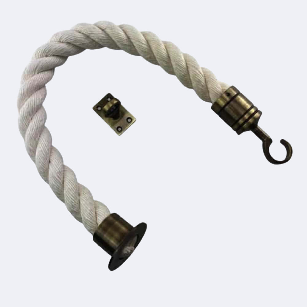 Synthetic White Cotton Barrier Rope With Cup End, Hook & Eye Plate