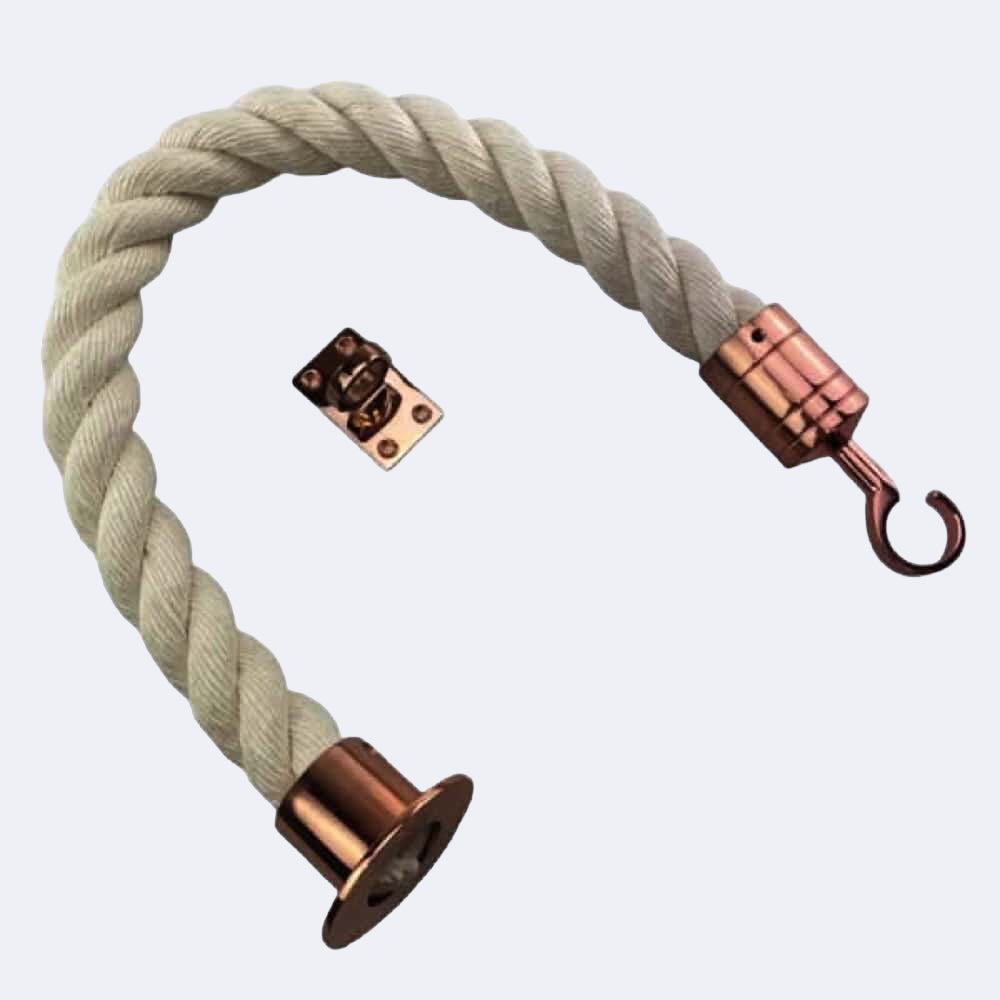 Synthetic White Cotton Barrier Rope With Cup End, Hook & Eye Plate