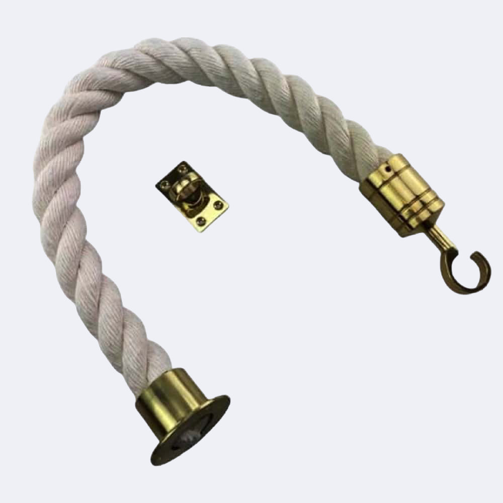 Synthetic White Cotton Barrier Rope With Cup End, Hook & Eye Plate