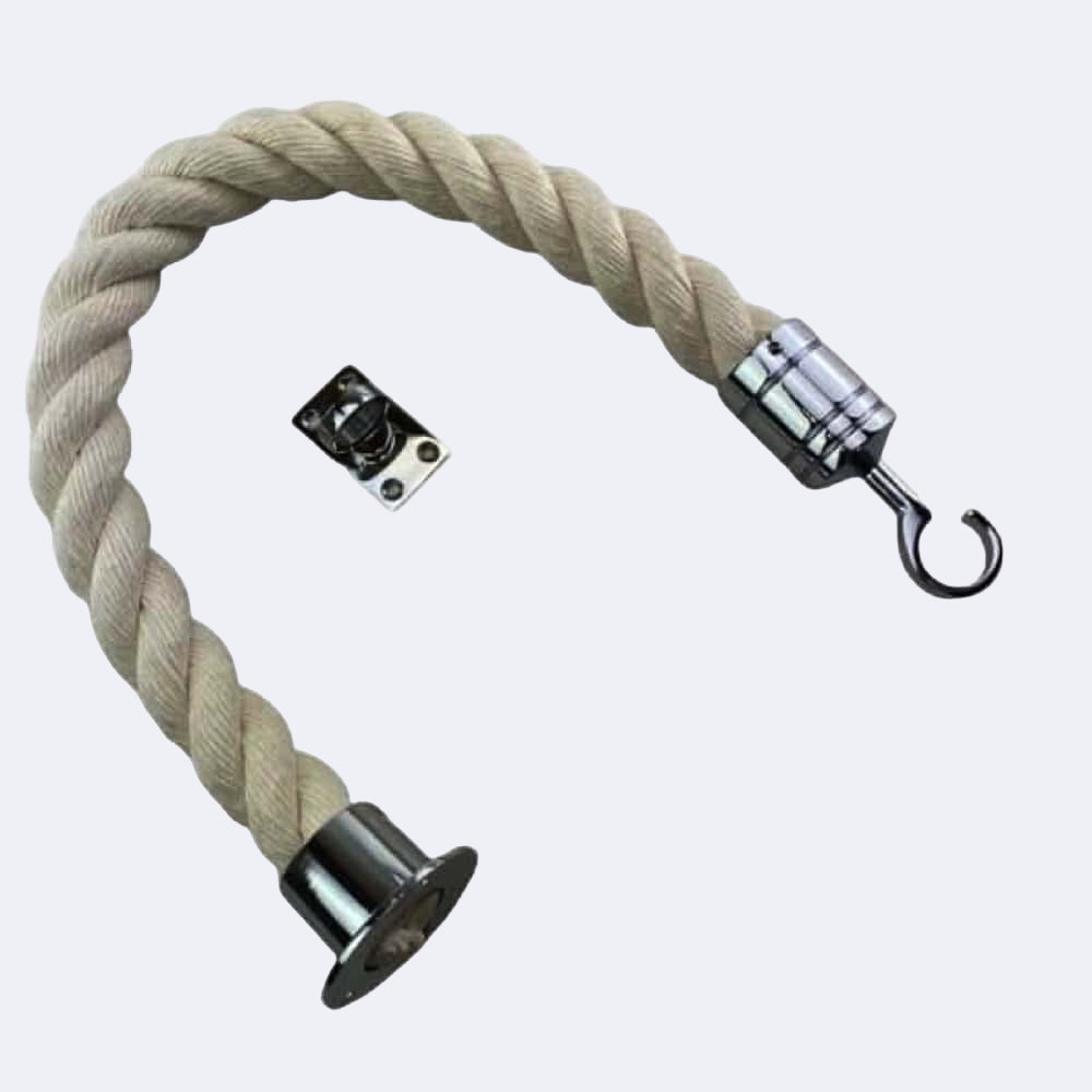 Synthetic White Cotton Barrier Rope With Cup End, Hook & Eye Plate