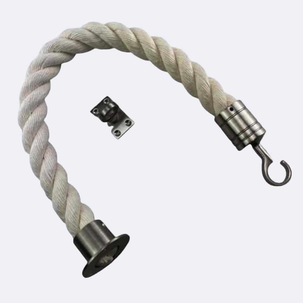 Synthetic White Cotton Barrier Rope With Cup End, Hook & Eye Plate