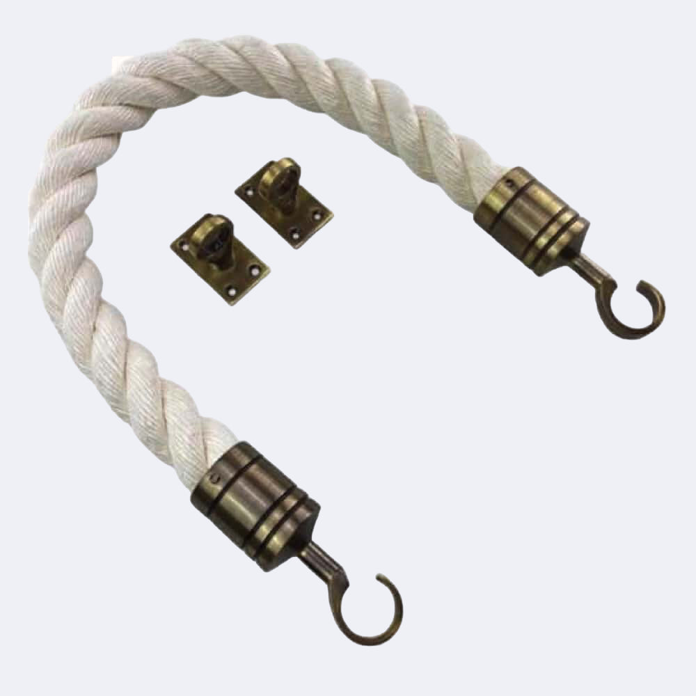 Synthetic White Cotton Barrier Rope With Hook & Eye Plates
