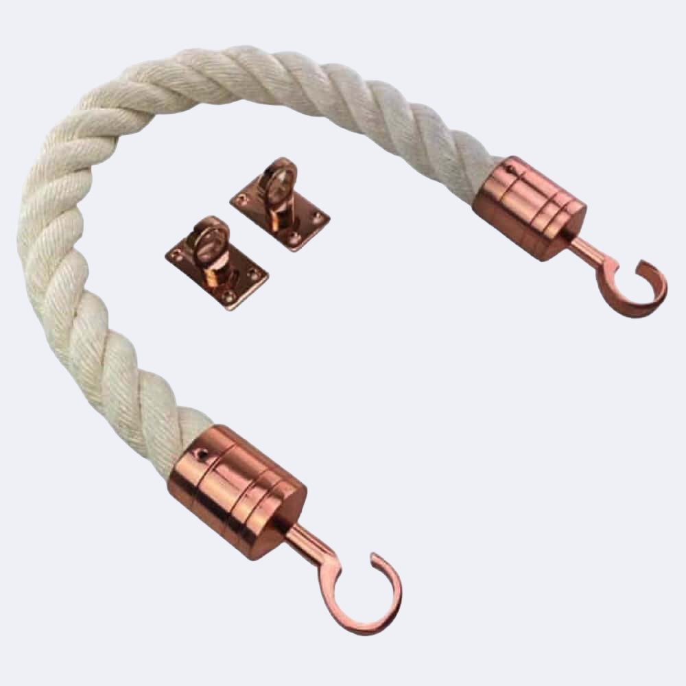 Synthetic White Cotton Barrier Rope With Hook & Eye Plates