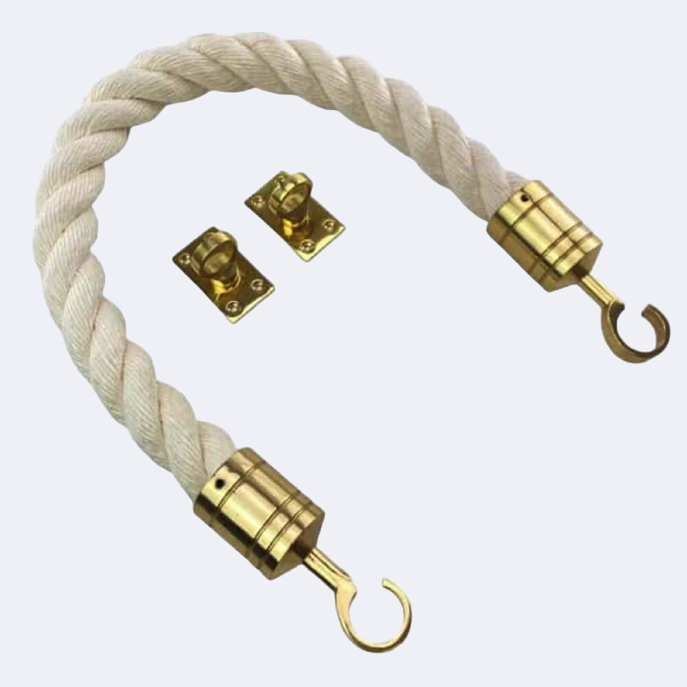 Synthetic White Cotton Barrier Rope With Hook & Eye Plates