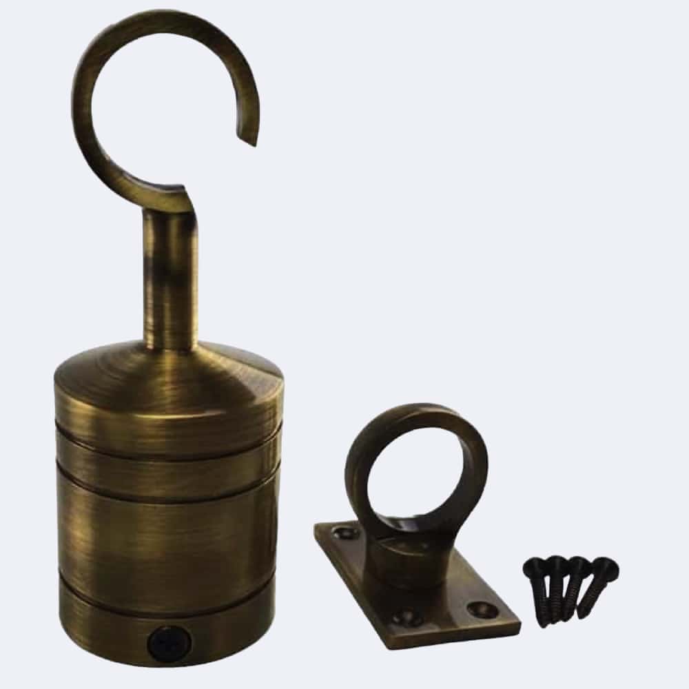 32mm Antique Brass Hook And Eye Plate Rope Fittings