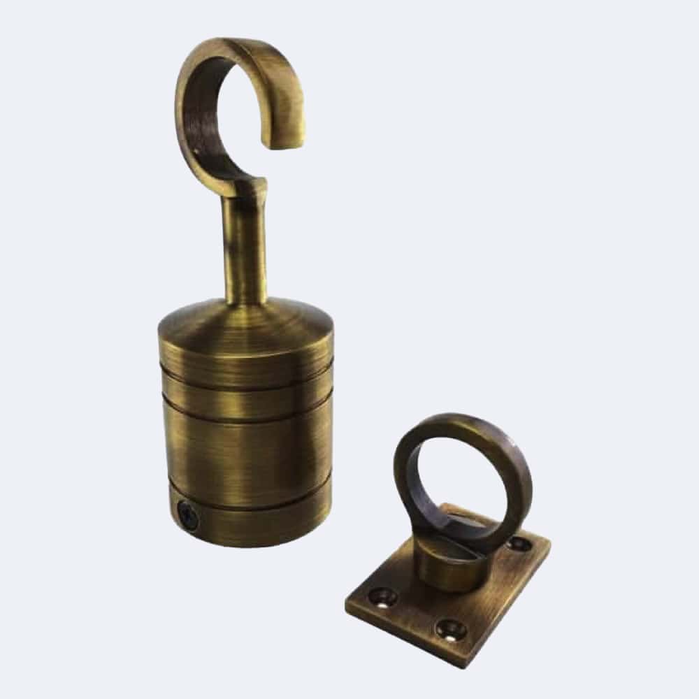 32mm Antique Brass Hook And Eye Plate Rope Fittings