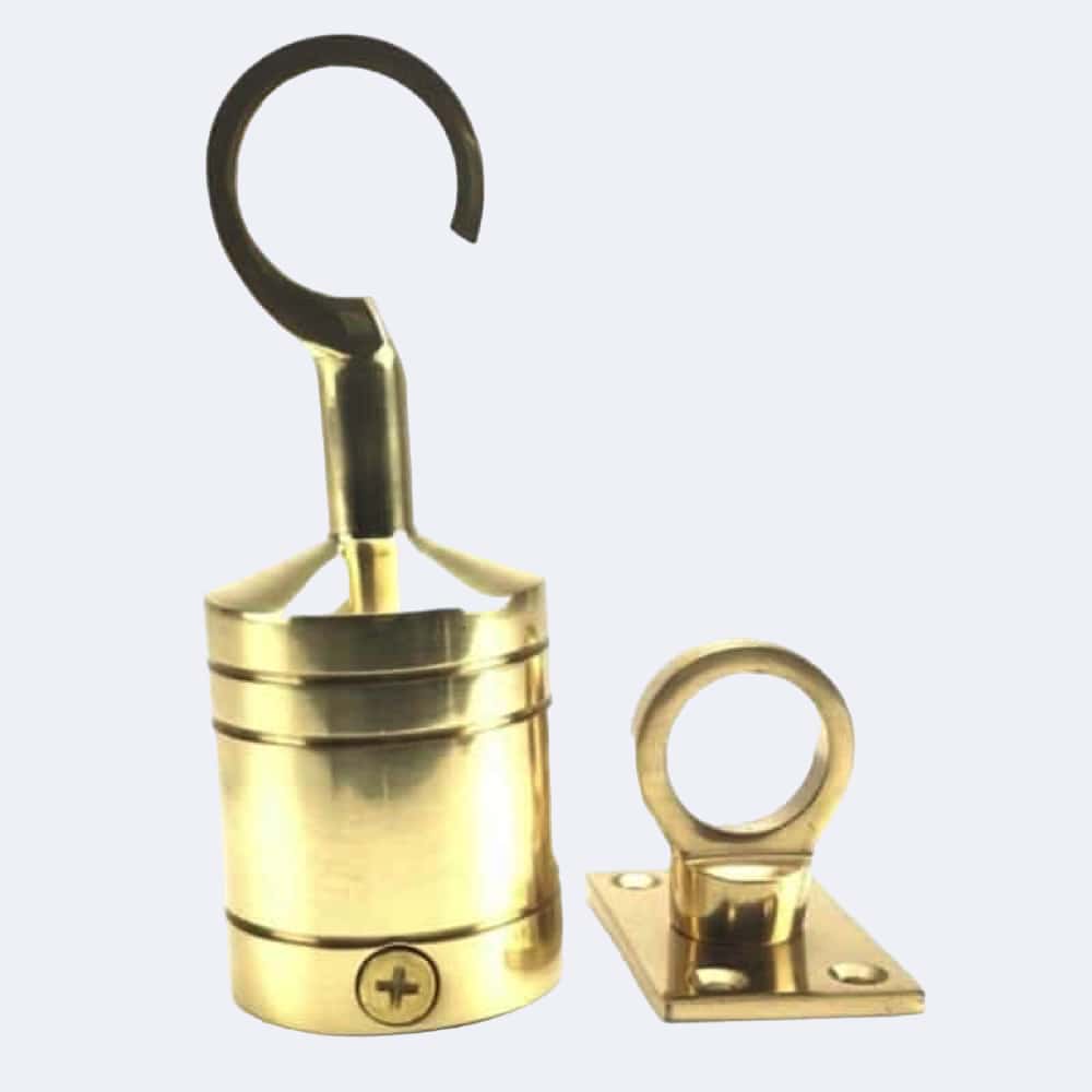 32mm Polished Brass Hook And Eye Plate Rope Fittings