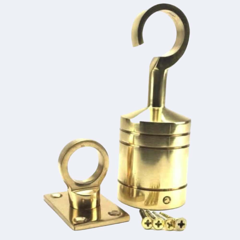 32mm Polished Brass Hook And Eye Plate Rope Fittings