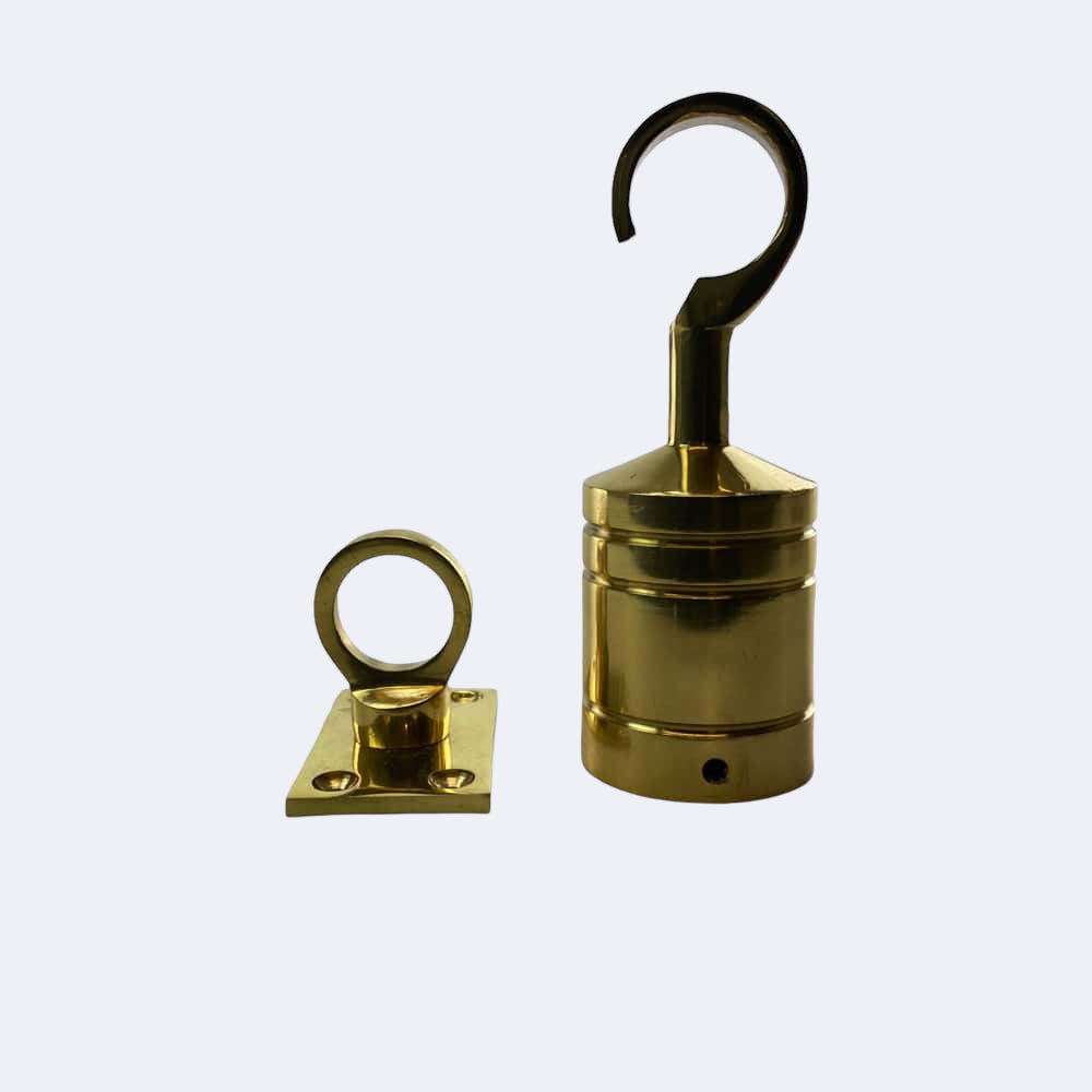 28mm Polished Brass Hook And Eye Plate Rope Fittings