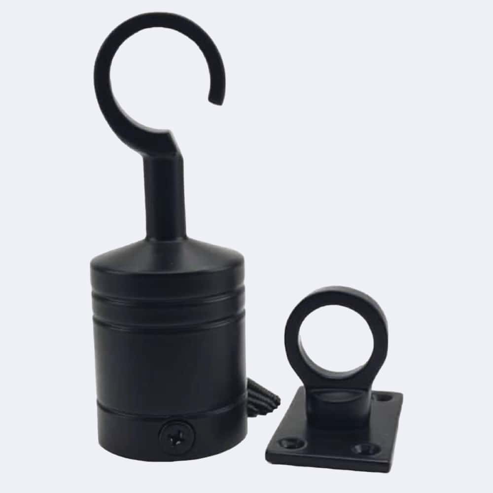 32mm Powder Coated Black Hook And Eye Plate Rope Fittings