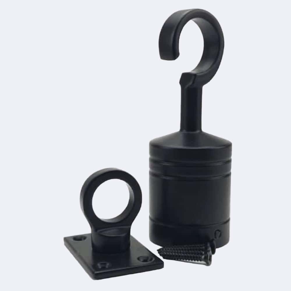 32mm Powder Coated Black Hook And Eye Plate Rope Fittings