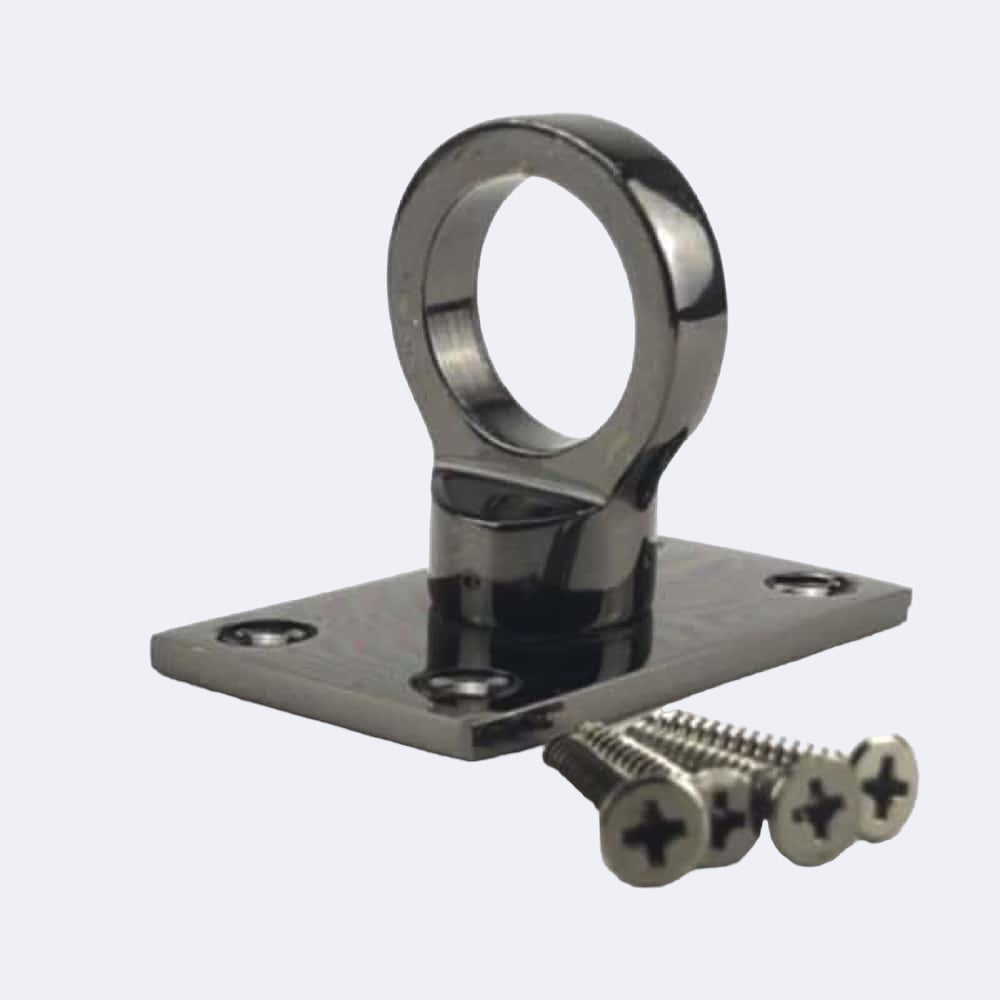 28mm Gun Metal Black Eye Plate Rope Fittings | Stair Ropes UK