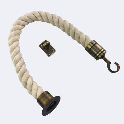 Natural Cotton Barrier Rope With Cup End, Hook & Eye Plate