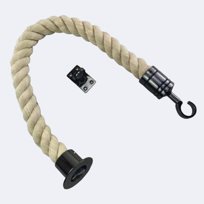 Natural Cotton Barrier Rope With Cup End, Hook & Eye Plate