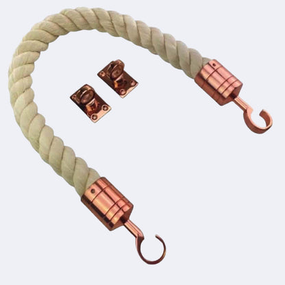 Natural Cotton Barrier Rope With Hook & Eye Plates