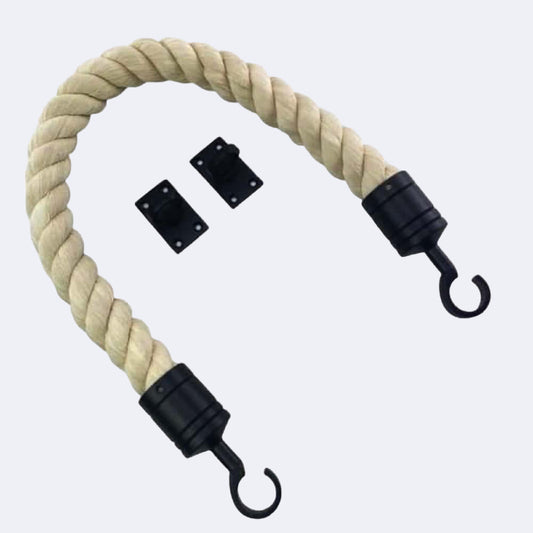 Natural Cotton Barrier Rope With Hook & Eye Plates