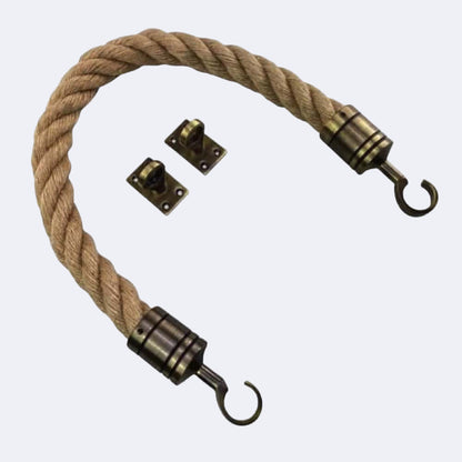 Natural Jute Barrier Rope With Hook & Eye Plates