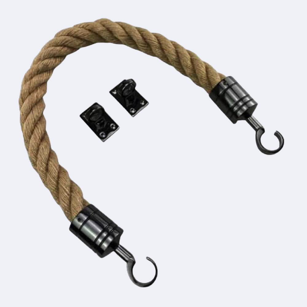 Installing Rope Barriers Natural Jute Barrier Rope With Hook & Eye Plates | Stair Ropes UK