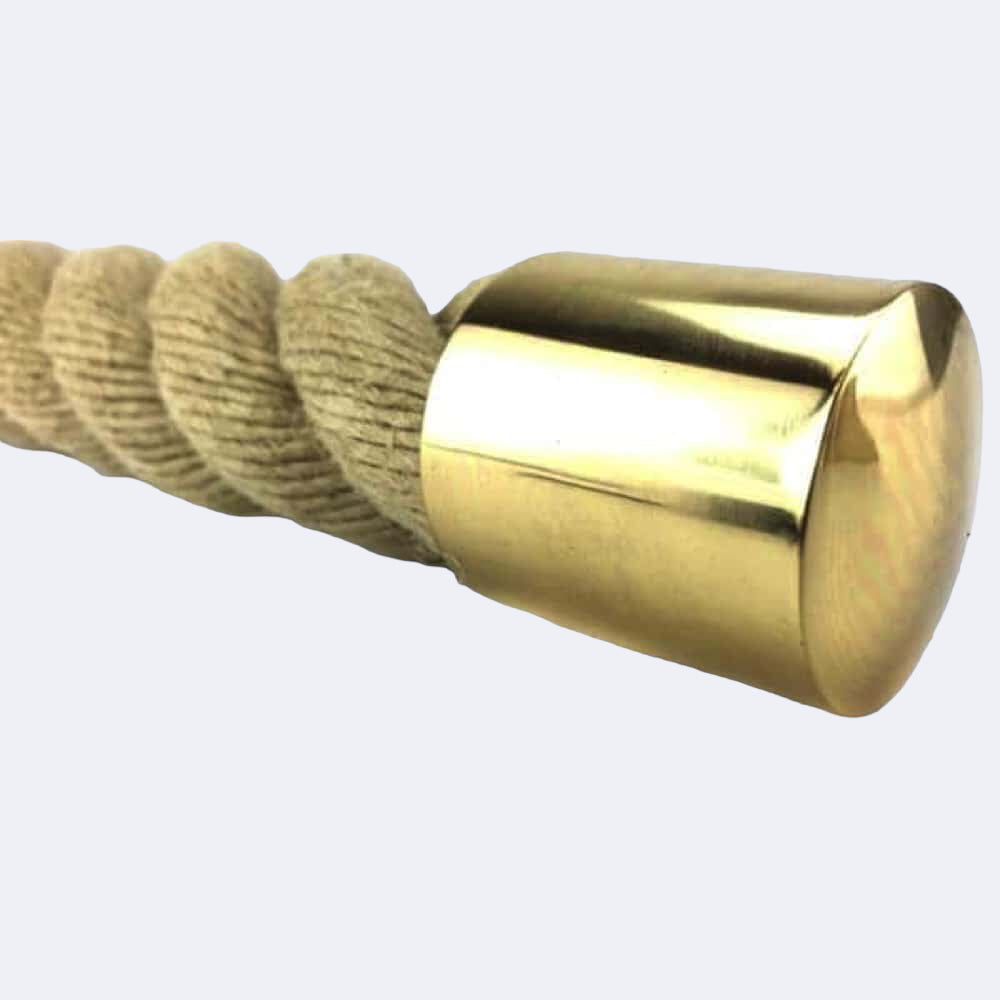 40mm Polished Brass End Cap Rope Fittings | Stair Ropes UK